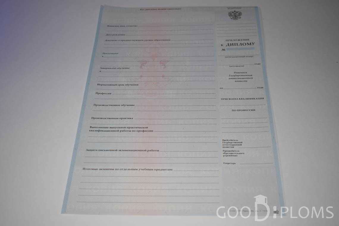 Приложение к Диплому Училища период выдачи 2007-2010  -  Херсон