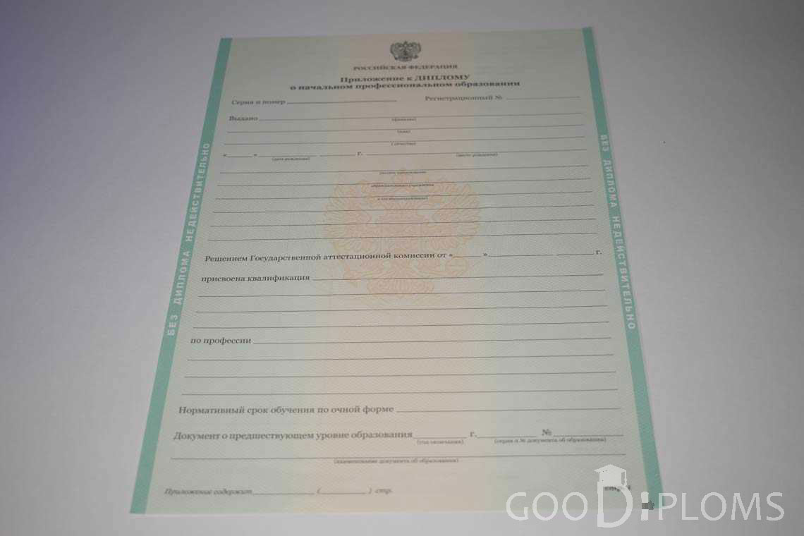 Приложение к Диплому Училища период выдачи 2011-2020  -  Херсон