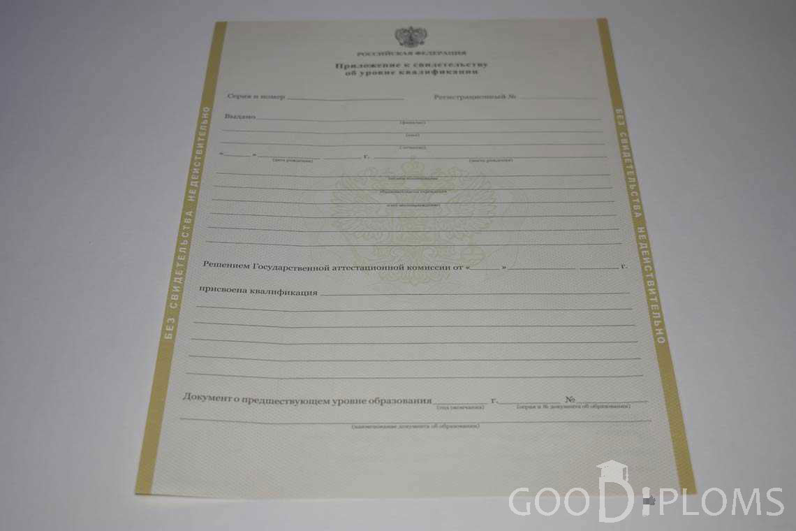 Приложение к Свидетельству об Уровне Квалификации период выдачи 2011-2020 -  Херсон