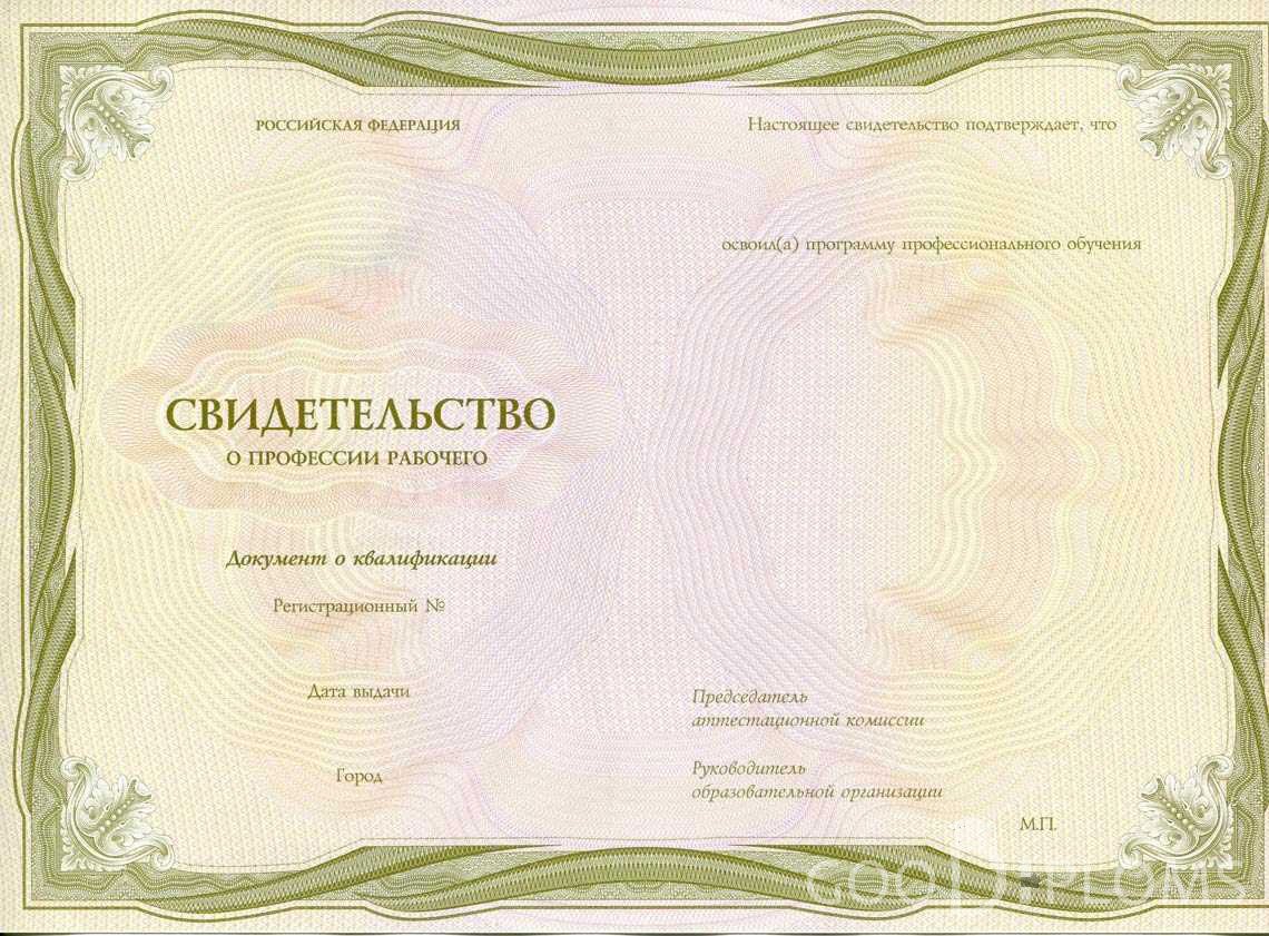 Свидетельство о Профессии Рабочего период выдачи 1999-2020 -  Херсон