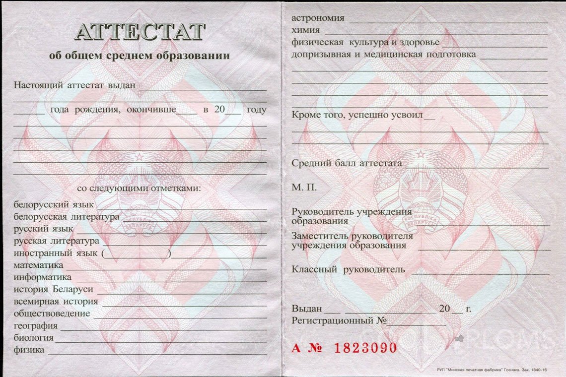 Белорусский аттестат за 11 класс - Херсон
